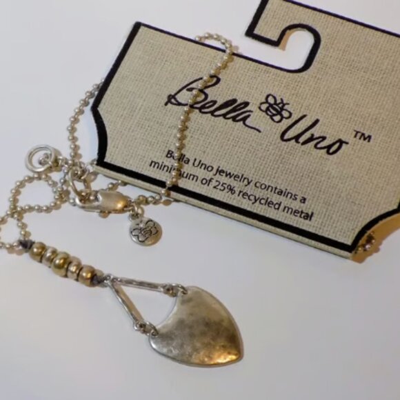 New w/$40 Tag Bella Uno Silver Metal Heart & Beads Pendant Ball Chain Necklace - Picture 4 of 4